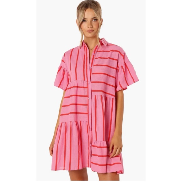 Petal & Pup Pink Striped Mini Dress - Picture 1 of 4
